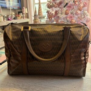 Valentino Garavani Brown Patterned Boston Bag